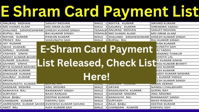 E Shram Card Payment List 2024