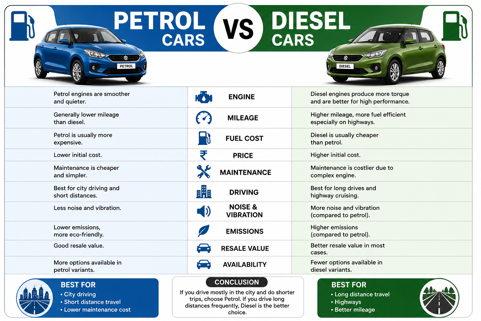 Petrol vs Diesel Cars कौन सी कार आपके लिए सही है